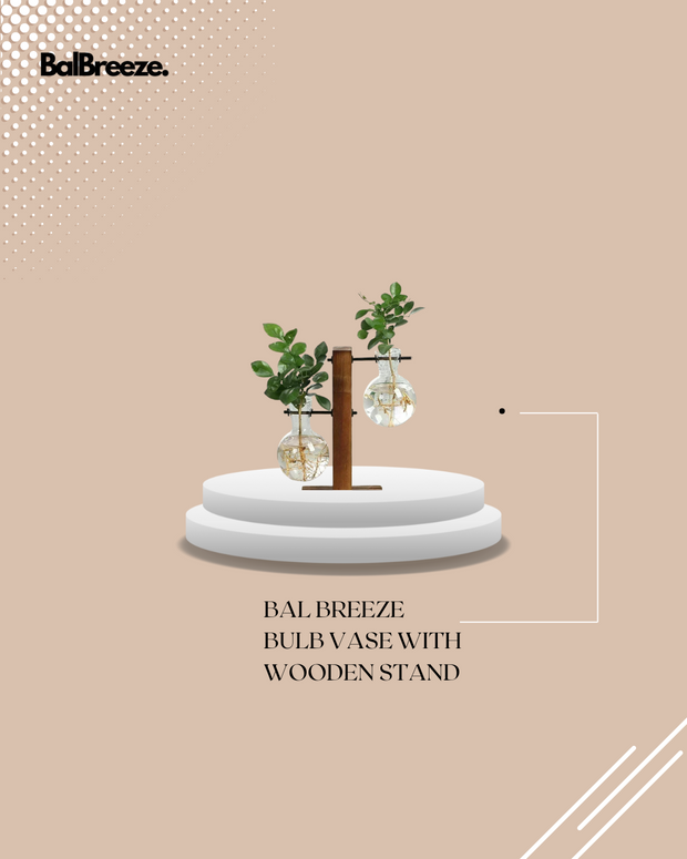 BalBreeze Bulb Vase with Wooden Stand