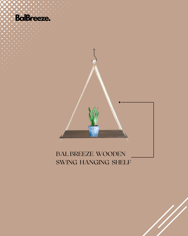 BalBreeze Wooden Swing Hanging Shelf