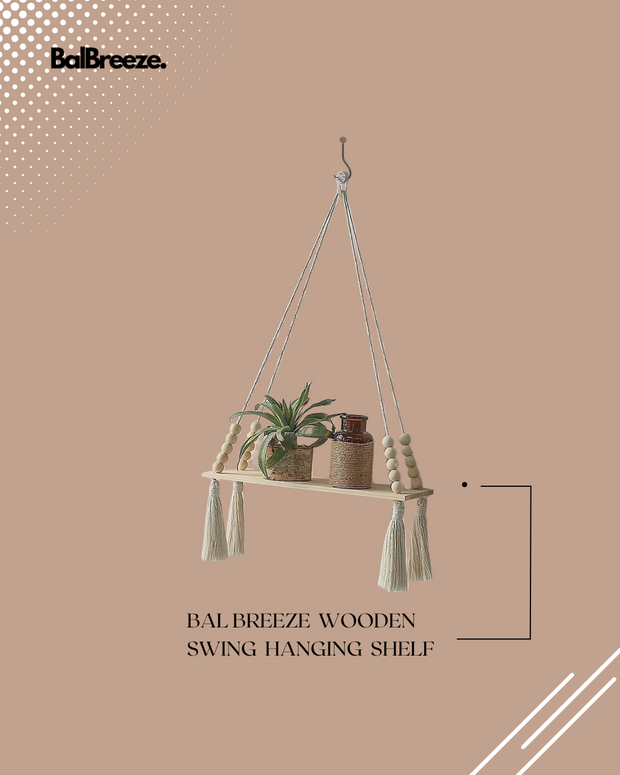 BalBreeze Wooden Swing Hanging Shelf